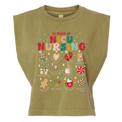 Cute 12 Days of Nicu Unit Nursing Funny Christmas  Garment-Dyed Women's Muscle Tee