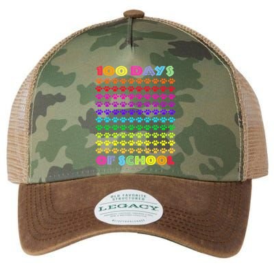 Cute 100 Days Of School Cat Footprint Loving It Hearts Legacy Tie Dye Trucker Hat