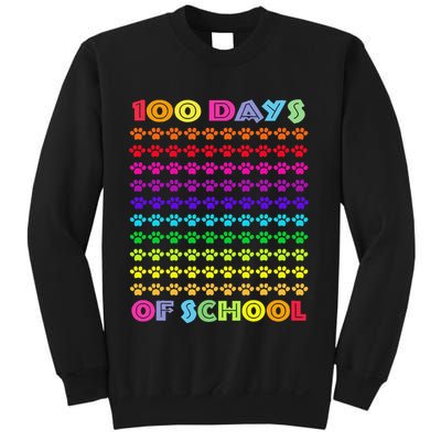 Cute 100 Days Of School Cat Footprint Loving It Hearts Sweatshirt
