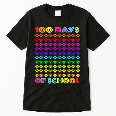 Cute 100 Days Of School Cat Footprint Loving It Hearts Tall T-Shirt