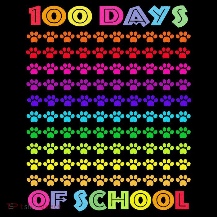 Cute 100 Days Of School Cat Footprint Loving It Hearts Tall T-Shirt