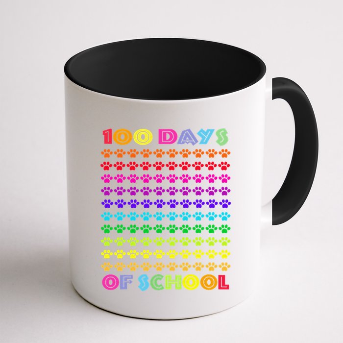 Cute 100 Days Of School Cat Footprint Loving It Hearts Mug