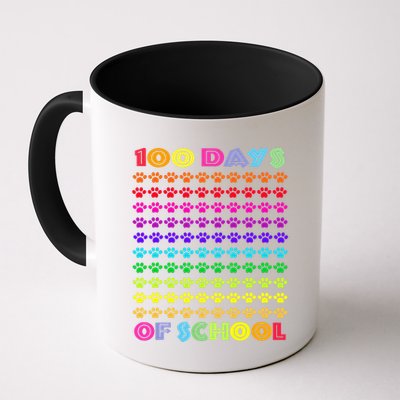 Cute 100 Days Of School Cat Footprint Loving It Hearts Mug