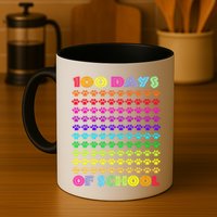 Cute 100 Days Of School Cat Footprint Loving It Hearts Mug