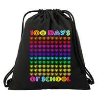 Cute 100 Days Of School Cat Footprint Loving It Hearts Drawstring Bag