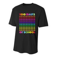 Cute 100 Days Of School Cat Footprint Loving It Hearts Youth Performance Sprint T-Shirt