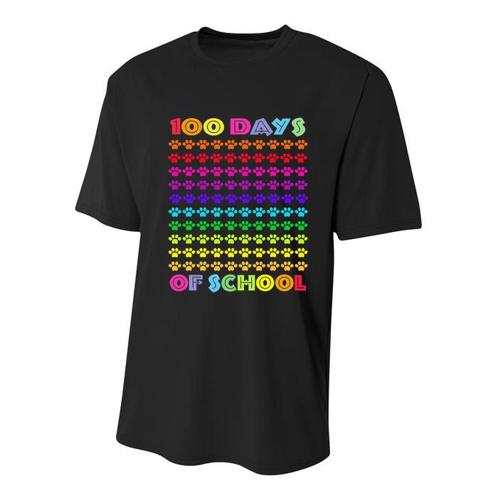 Cute 100 Days Of School Cat Footprint Loving It Hearts Youth Performance Sprint T-Shirt