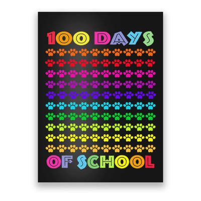 Cute 100 Days Of School Cat Footprint Loving It Hearts Poster