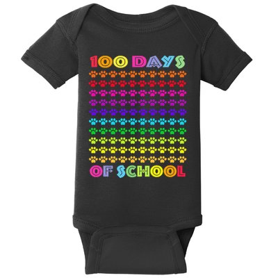 Cute 100 Days Of School Cat Footprint Loving It Hearts Baby Bodysuit