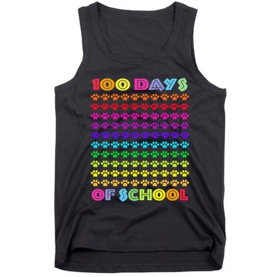 Cute 100 Days Of School Cat Footprint Loving It Hearts Tank Top