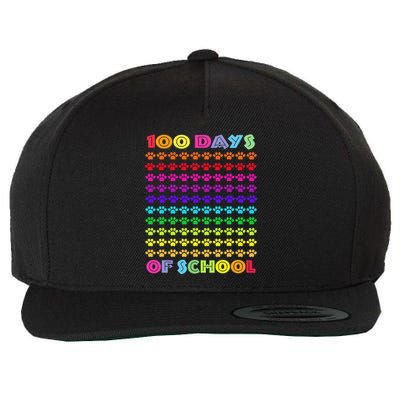 Cute 100 Days Of School Cat Footprint Loving It Hearts Wool Snapback Cap