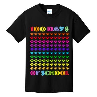 Cute 100 Days Of School Cat Footprint Loving It Hearts Kids T-Shirt