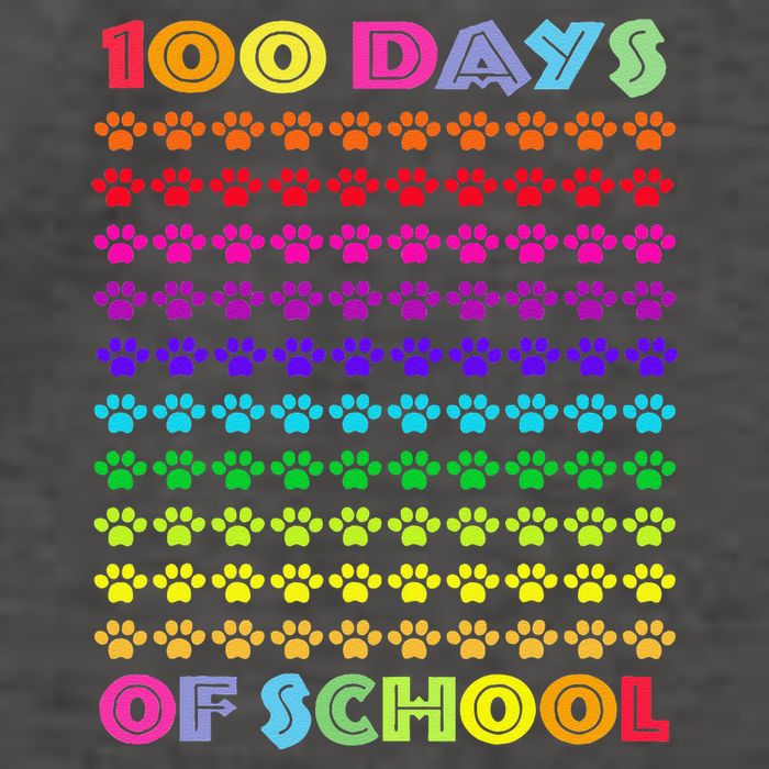 Cute 100 Days Of School Cat Footprint Loving It Hearts Vector Backpack