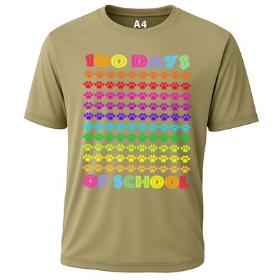 Cute 100 Days Of School Cat Footprint Loving It Hearts Performance Shirt