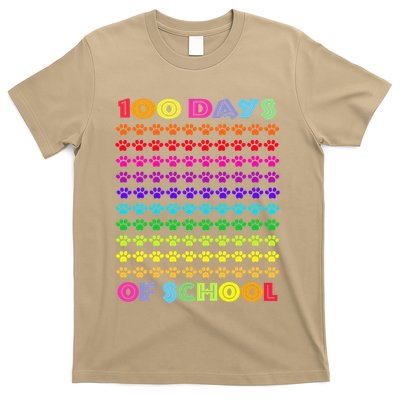 Cute 100 Days Of School Cat Footprint Loving It Hearts T-Shirt