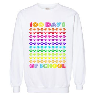 Cute 100 Days Of School Cat Footprint Loving It Hearts Garment-Dyed Sweatshirt