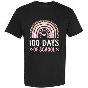 Cute 100th Day Of School 100 Days Leopard Rainbow Garment-Dyed Heavyweight T-Shirt