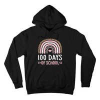 Cute 100th Day Of School 100 Days Leopard Rainbow Hoodie