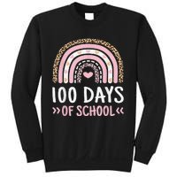 Cute 100th Day Of School 100 Days Leopard Rainbow Sweatshirt