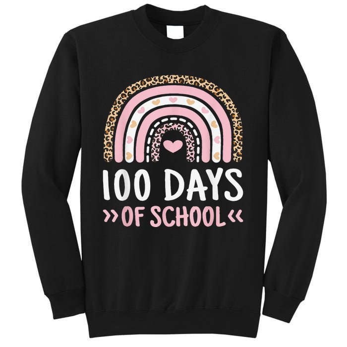 Cute 100th Day Of School 100 Days Leopard Rainbow Sweatshirt