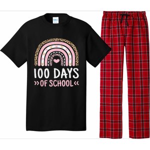 Cute 100th Day Of School 100 Days Leopard Rainbow Pajama Set