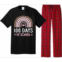 Cute 100th Day Of School 100 Days Leopard Rainbow Pajama Set