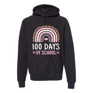 Cute 100th Day Of School 100 Days Leopard Rainbow Premium Hoodie