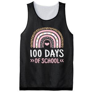 Cute 100th Day Of School 100 Days Leopard Rainbow Mesh Reversible Basketball Jersey Tank