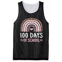 Cute 100th Day Of School 100 Days Leopard Rainbow Mesh Reversible Basketball Jersey Tank