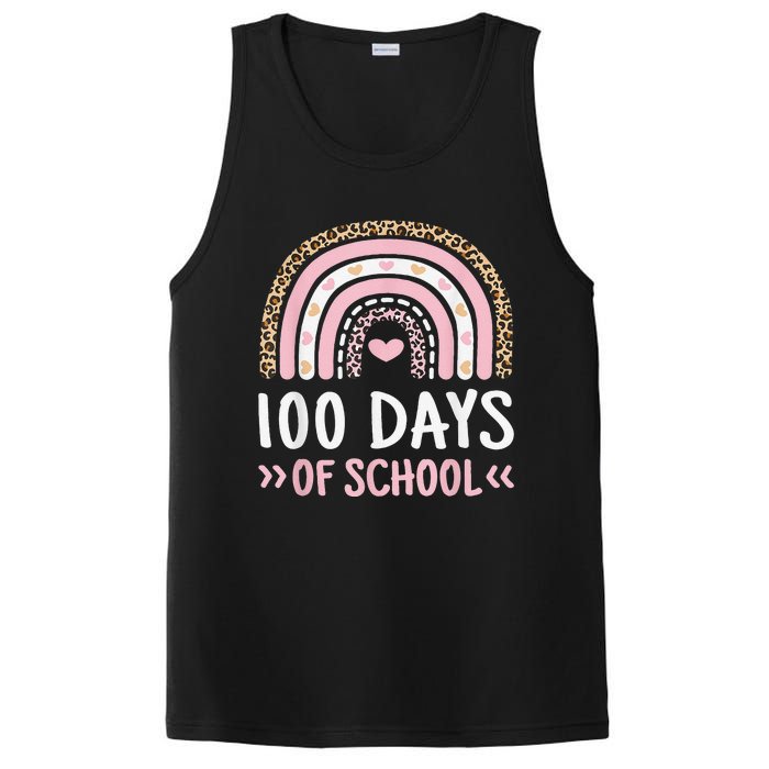 Cute 100th Day Of School 100 Days Leopard Rainbow PosiCharge Competitor Tank