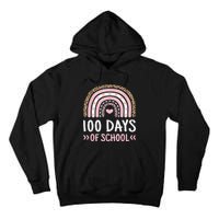 Cute 100th Day Of School 100 Days Leopard Rainbow Tall Hoodie