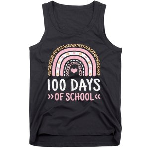 Cute 100th Day Of School 100 Days Leopard Rainbow Tank Top