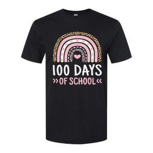 Cute 100th Day Of School 100 Days Leopard Rainbow Softstyle CVC T-Shirt