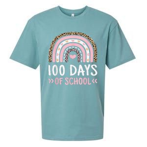 Cute 100th Day Of School 100 Days Leopard Rainbow Sueded Cloud Jersey T-Shirt