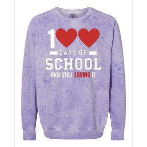 Cute 100 Days Of School And Still Loving It Hearts 100th Day 100 Days Of School Colorblast Crewneck Sweatshirt