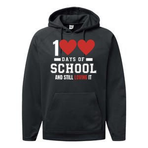 Cute 100 Days Of School And Still Loving It Hearts 100th Day 100 Days Of School Performance Fleece Hoodie