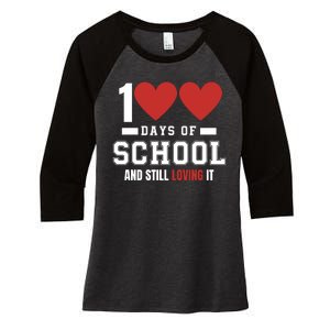 Cute 100 Days Of School And Still Loving It Hearts 100th Day 100 Days Of School Women's Tri-Blend 3/4-Sleeve Raglan Shirt