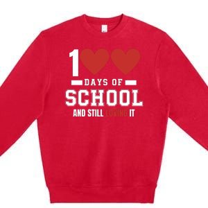 Cute 100 Days Of School And Still Loving It Hearts 100th Day 100 Days Of School Premium Crewneck Sweatshirt