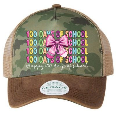 Cute 100 Days Of School Coquette Bow Pencil Legacy Tie Dye Trucker Hat