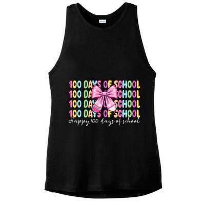 Cute 100 Days Of School Coquette Bow Pencil Ladies PosiCharge Tri-Blend Wicking Tank