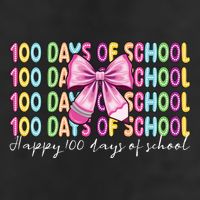 Cute 100 Days Of School Coquette Bow Pencil 7 Panel Mesh Trucker Snapback Hat