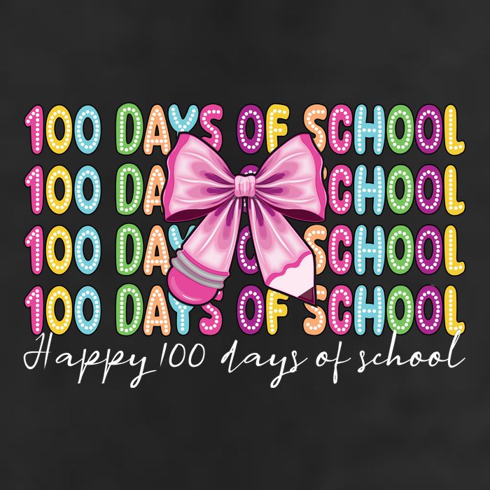 Cute 100 Days Of School Coquette Bow Pencil 7 Panel Mesh Trucker Snapback Hat