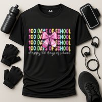 Cute 100 Days Of School Coquette Bow Pencil Cooling Performance Crew T-Shirt