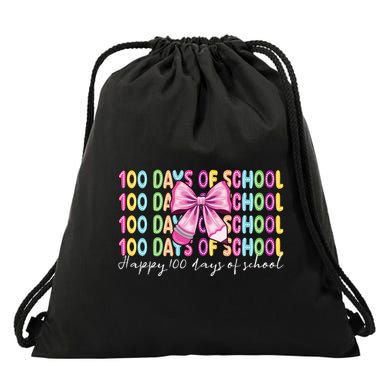Cute 100 Days Of School Coquette Bow Pencil Drawstring Bag