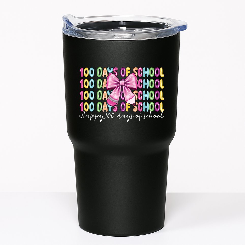 Cute 100 Days Of School Coquette Bow Pencil Tumbler