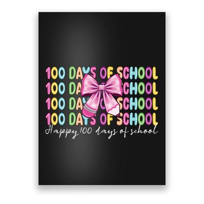 Cute 100 Days Of School Coquette Bow Pencil Poster