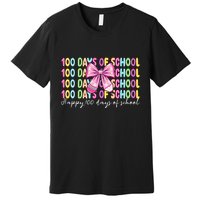 Cute 100 Days Of School Coquette Bow Pencil Premium T-Shirt