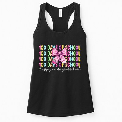 Cute 100 Days Of School Coquette Bow Pencil Womens Tank Top