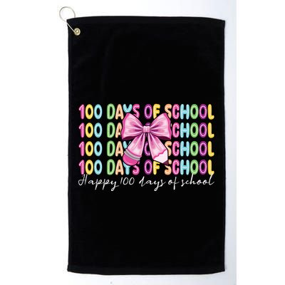 Cute 100 Days Of School Coquette Bow Pencil Golf Towel