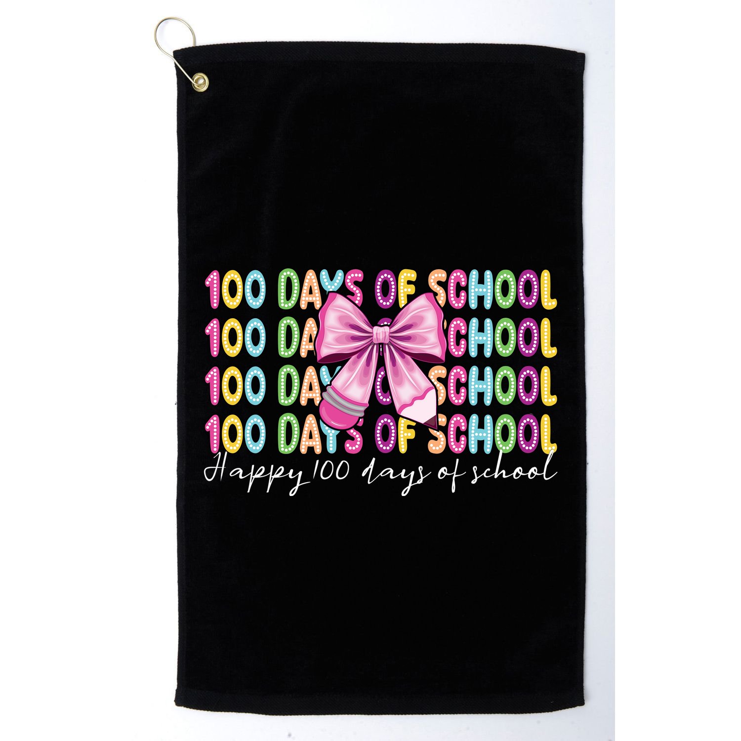 Cute 100 Days Of School Coquette Bow Pencil Golf Towel